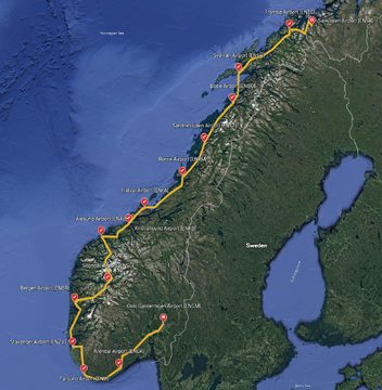 Map of the Discover Norway bush trip