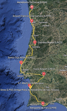 Map of the Portugal Journey bush trip