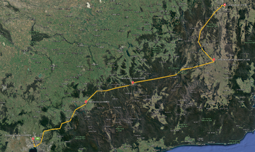 Map of the Australia Southeastern bush trip