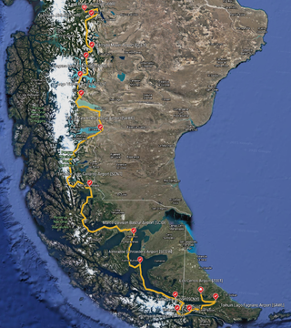 Map of the Los Cerros to Cochrane bush trip
